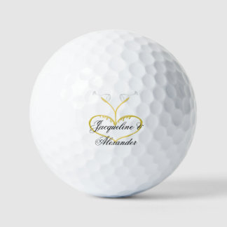 Champagne Glasses Wedding Theme Golf Balls Golfball