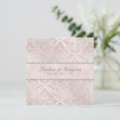Champagne Glimmer Damask Wedite Invite Einladung (Stehend Vorderseite)