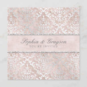 Champagne Glimmer Damask Wedite Invite Einladung