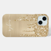 Champagne Glitter Drips Glam Girly Signature Case-Mate iPhone Hülle (Rückseite (Horizontal))