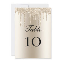 Champagne Glitter-Tropfen Hochzeitstisch Flachkart