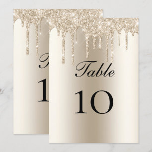 Champagne Glitter-Tropfen Hochzeitstisch Flachkart