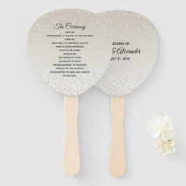 Champagne Glittery Wedding Program Fan Fächer