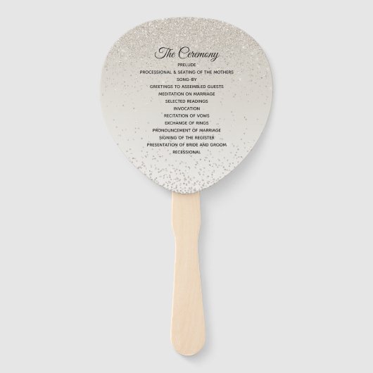 Champagne Glittery Wedding Program Fan Fächer (Vorderseite)