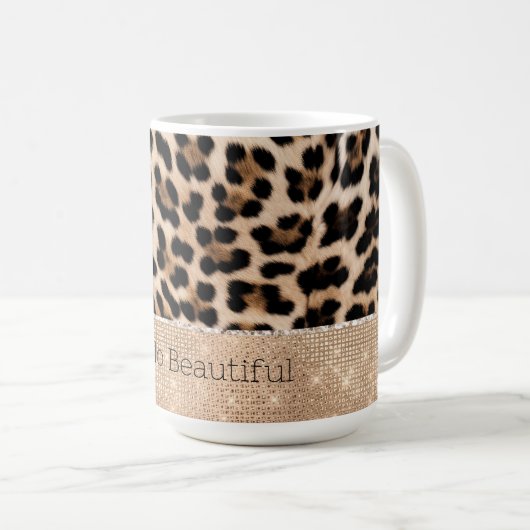 Champagne Glitz Cream Leopard Kaffeetasse (VorderseiteRechts)