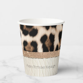 Champagne Glitz Cream Leopard Pappbecher