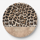 Champagne Glitz Cream Leopard Pappteller (Vorderseite)