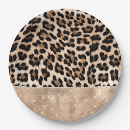 Champagne Glitz Cream Leopard Pappteller (Vorderseite)