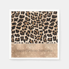 Champagne Glitz Cream Leopard Serviette