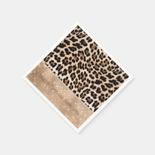Champagne Glitz Cream Leopard Serviette (Ecke)