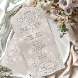 Champagne Glitzer Confetti Elegant Wedding All In One Einladung