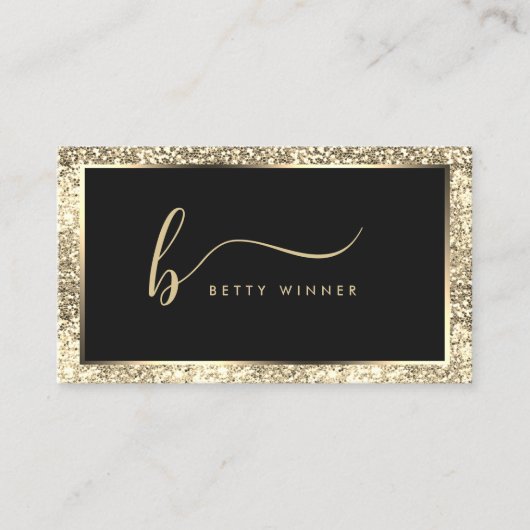 Champagne Glitzer Frame Monogram Luxus Visitenkarte (Vorderseite)