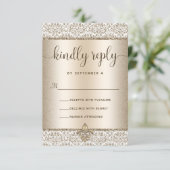 Champagne Glitzer Lilie Elegant Wedding RSVP Karte (Stehend Vorderseite)