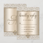 Champagne Glitzer Lilie Elegant Wedding RSVP Karte (Vorne/Hinten)