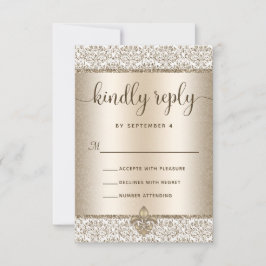 Champagne Glitzer Lilie Elegant Wedding RSVP Karte