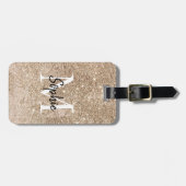 Champagne Glitzer Monogramm Funkelnd Gepäckanhänger (Vorderseite horizontal)