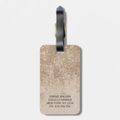 Champagne Glitzer Monogramm Funkelnd Gepäckanhänger (Rückseite vertikal)
