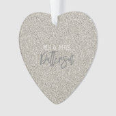 Champagne Glitzer & Mrs. NAME Wedding DATE Ornament (Vorderseite)