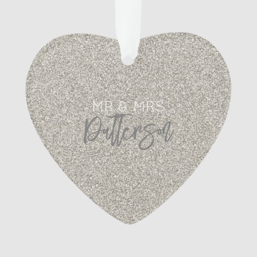 Champagne Glitzer & Mrs. NAME Wedding DATE Ornament (Vorderseite)