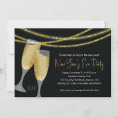 Champagne & Glitzer Strings | Silvester-Party Einladung (Vorderseite)