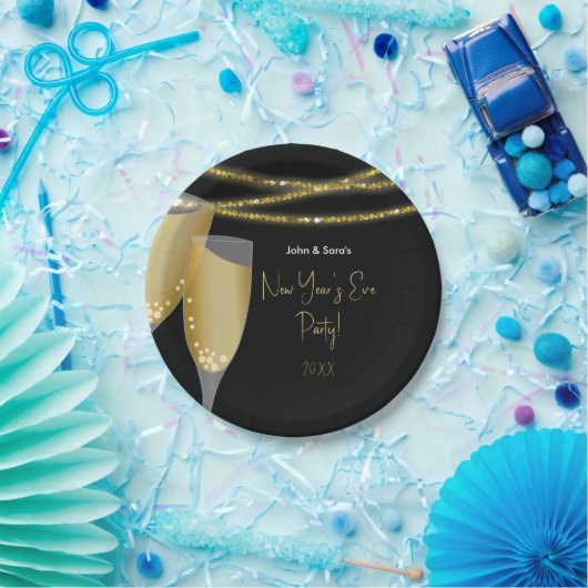 Champagne & Glitzer Strings | Silvester-Party Pappteller (Party)