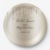 Champagne Glitzer Tropfen Brautparty Glam Trendy Pappteller (Vorderseite)