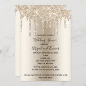 Champagne Glitzer Tropfen Polterabend Glam Trendy Einladung (Vorne/Hinten)