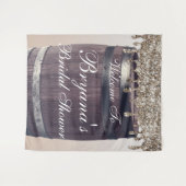 Champagne Glitzer Tropfen Rustikales Glam Brautpar Wandteppich (Vorderseite (Horizontal))