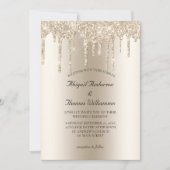 Champagne Glitzer Tropfen Trendy Elegant Wedding Einladung (Vorderseite)