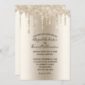 Champagne Glitzer Tropfen Trendy Elegant Wedding Einladung (Vorne/Hinten)
