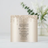 Champagne Glitzer Tropfen Trendy Elegant Wedding Einladung (Stehend Vorderseite)