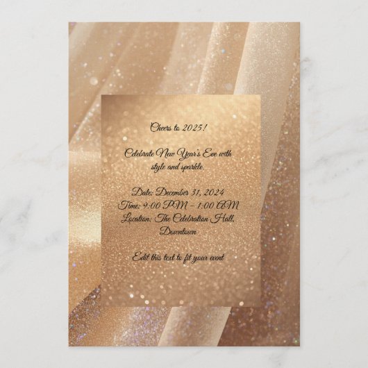 Champagne Glow New Year 2025 Invitation – Editable Einladung (Vorderseite)