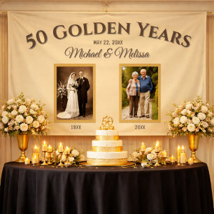 Champagne-Gold 50 Goldene Jahre Foto-Jubiläumsbann Banner