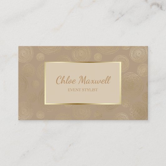 Champagne Gold Abstrakt Circle Minimalistisch Visitenkarte (Vorderseite)