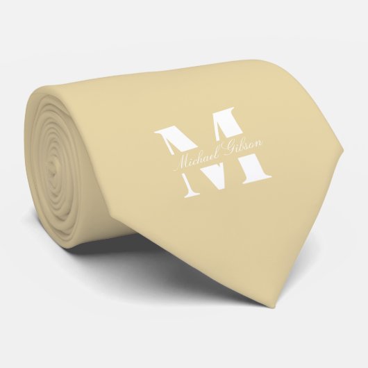 Champagne Gold Benutzerdefiniertes Monogramm Hoch Krawatte (Gerollt)