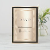 Champagne Gold Black Glamour Luxury RSVP Einladung (Stehend Vorderseite)