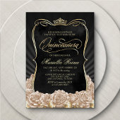 Champagne Gold Black Quinceañera Einladung