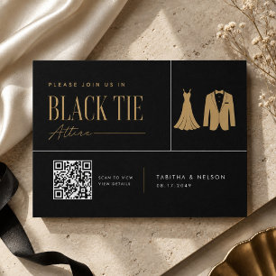 Champagne Gold Black Tie Hochzeit QR Begleitkarte