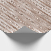 Champagne Gold Blush Glitzer Streifen  Geschenkpapier (Ecke)