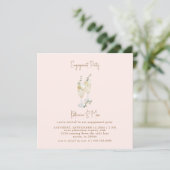 Champagne Gold & Blush Square Engagement Party (Stehend Vorderseite)
