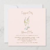 Champagne Gold & Blush Square Engagement Party (Vorderseite)