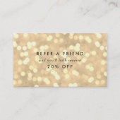 Champagne Gold Bokeh Empfehlungskarte (Vorderseite)