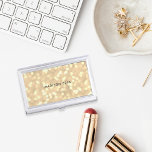 Champagne Gold Bokeh Personalisiert Visitenkarten Dose<br><div class="desc">Die elegante Visitenkartenkartentafel ist mit einem Hintergrund aus dunklen Lichtern in Champagner- und Goldtönen versehen,  in der Mitte tragen Sie Ihren Namen,  Ihre Monogrammkarte oder Ihren Firmennamen.</div>