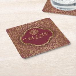 Champagne gold calligraphy romantic weeding rechteckiger pappuntersetzer