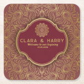 Champagne gold calligraphy romantic weeding rechteckiger pappuntersetzer (Vorderseite)