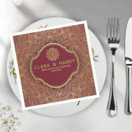 Champagne gold calligraphy romantic weeding serviette