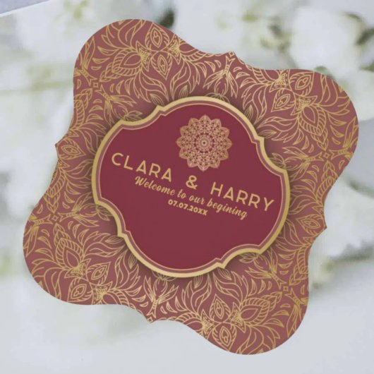 Champagne gold calligraphy romantic weeding untersetzer