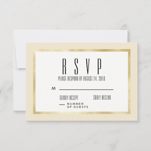 Champagne + Gold Classic Wedding Einladende RSVP C (Vorderseite)