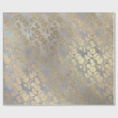 Champagne Gold Floral Blue Burlap Linen Geschenkpapier (Flach)