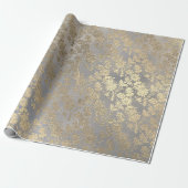 Champagne Gold Floral Blue Burlap Linen Geschenkpapier (Ungerollt)